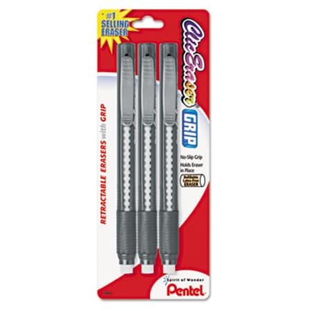 Pentel Clic Eraser Pencil-Style Grip Eraser  Assorted, 3PK PE31417